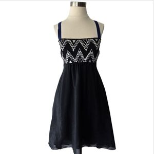 Leifnotes Anthropologie Silk Blend Embroidered Sleeveless Fit & Flare Dress 6